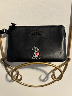 Coach x Disney Mickey Mouse Leather Wristlet Black!